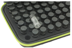 Preview: Hartschalen-Etui aus Nylon mit 63 Sammelgläsern - für je 22 Gramm Gold